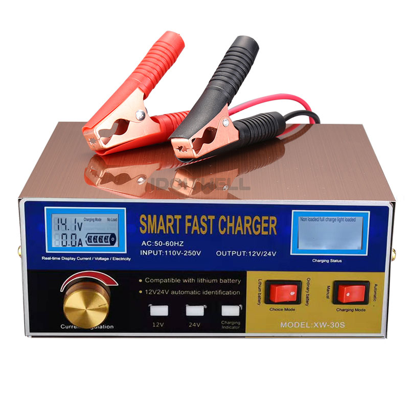 High Power Fast Truck Car Battery Charger 12V 18A 24V 15A Lead-Acid Maintenance-free Dry Water Gel Solar Li-ion Battery Charger