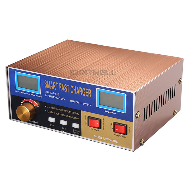 High Power Fast Truck Car Battery Charger 12V 18A 24V 15A Lead-Acid Maintenance-free Dry Water Gel Solar Li-ion Battery Charger