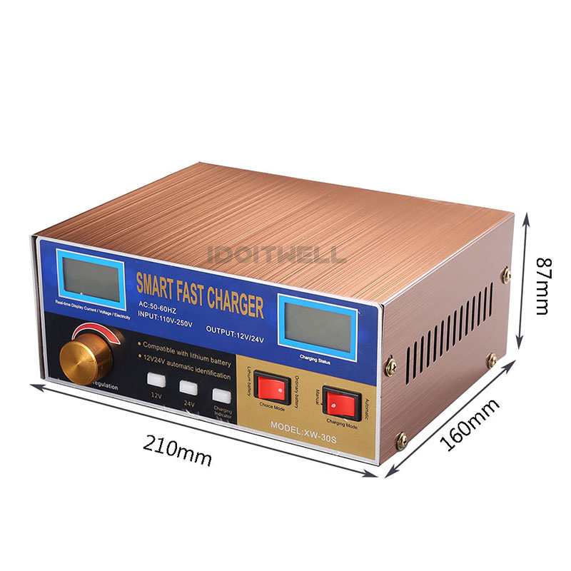 High Power Fast Truck Car Battery Charger 12V 18A 24V 15A Lead-Acid Maintenance-free Dry Water Gel Solar Li-ion Battery Charger