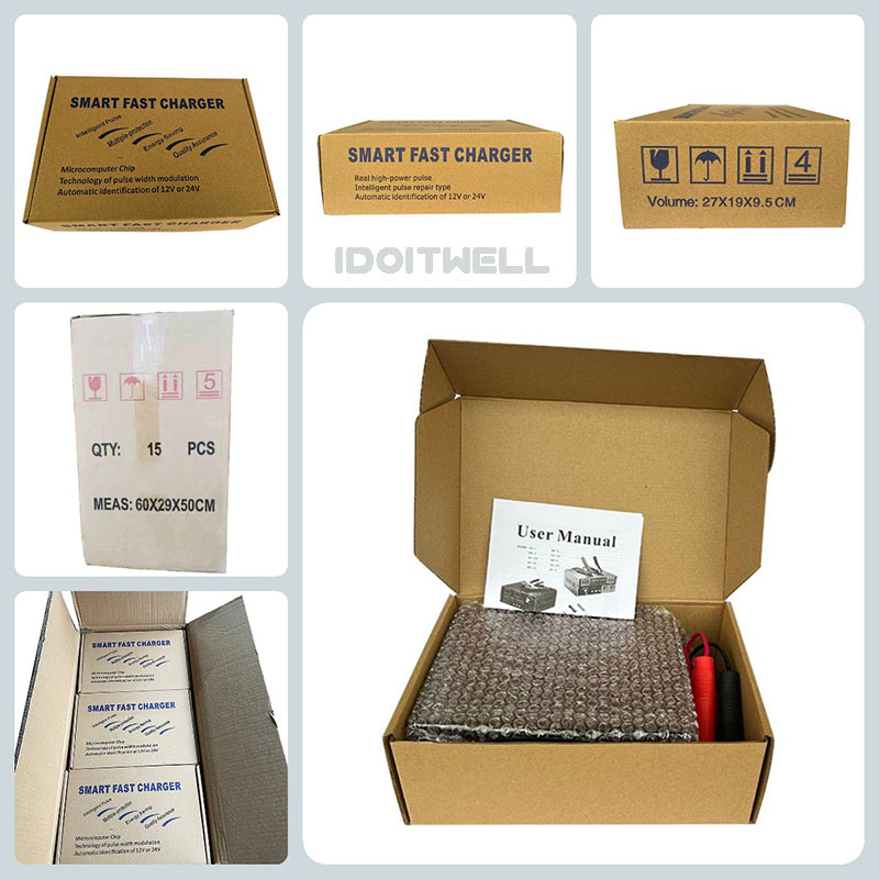 High Power Fast Truck Car Battery Charger 12V 18A 24V 15A Lead-Acid Maintenance-free Dry Water Gel Solar Li-ion Battery Charger