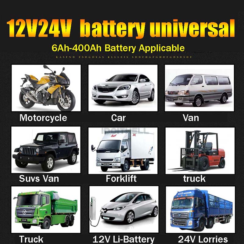 High Power Fast Truck Car Battery Charger 12V 18A 24V 15A Lead-Acid Maintenance-free Dry Water Gel Solar Li-ion Battery Charger