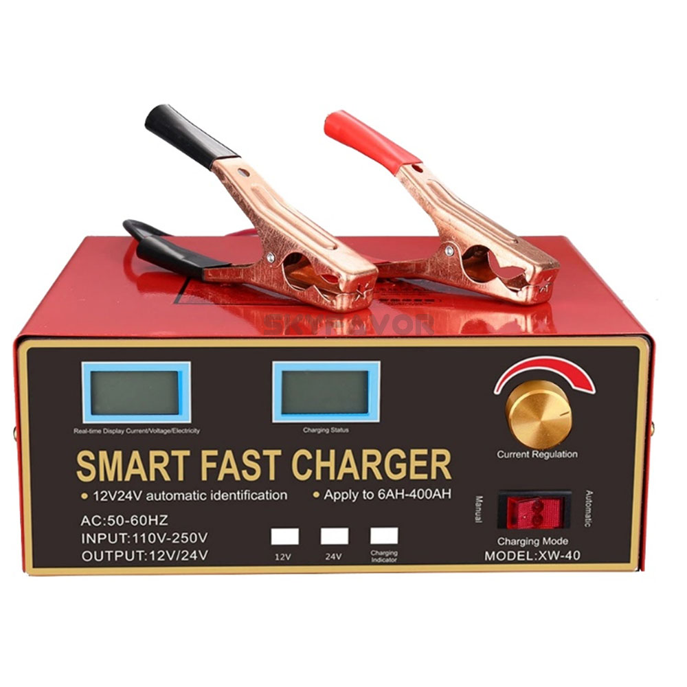 Universal 12V 24V Lead Acid Battery Charger 12V 23A 24V 18A LCD Display Current Adjustable Lead Acid Gel Solar Battery Charger