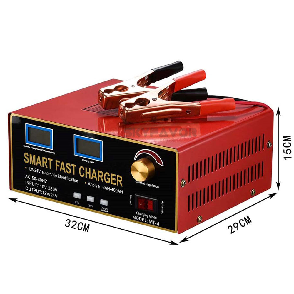 Universal 12V 24V Lead Acid Battery Charger 12V 23A 24V 18A LCD Display Current Adjustable Lead Acid Gel Solar Battery Charger