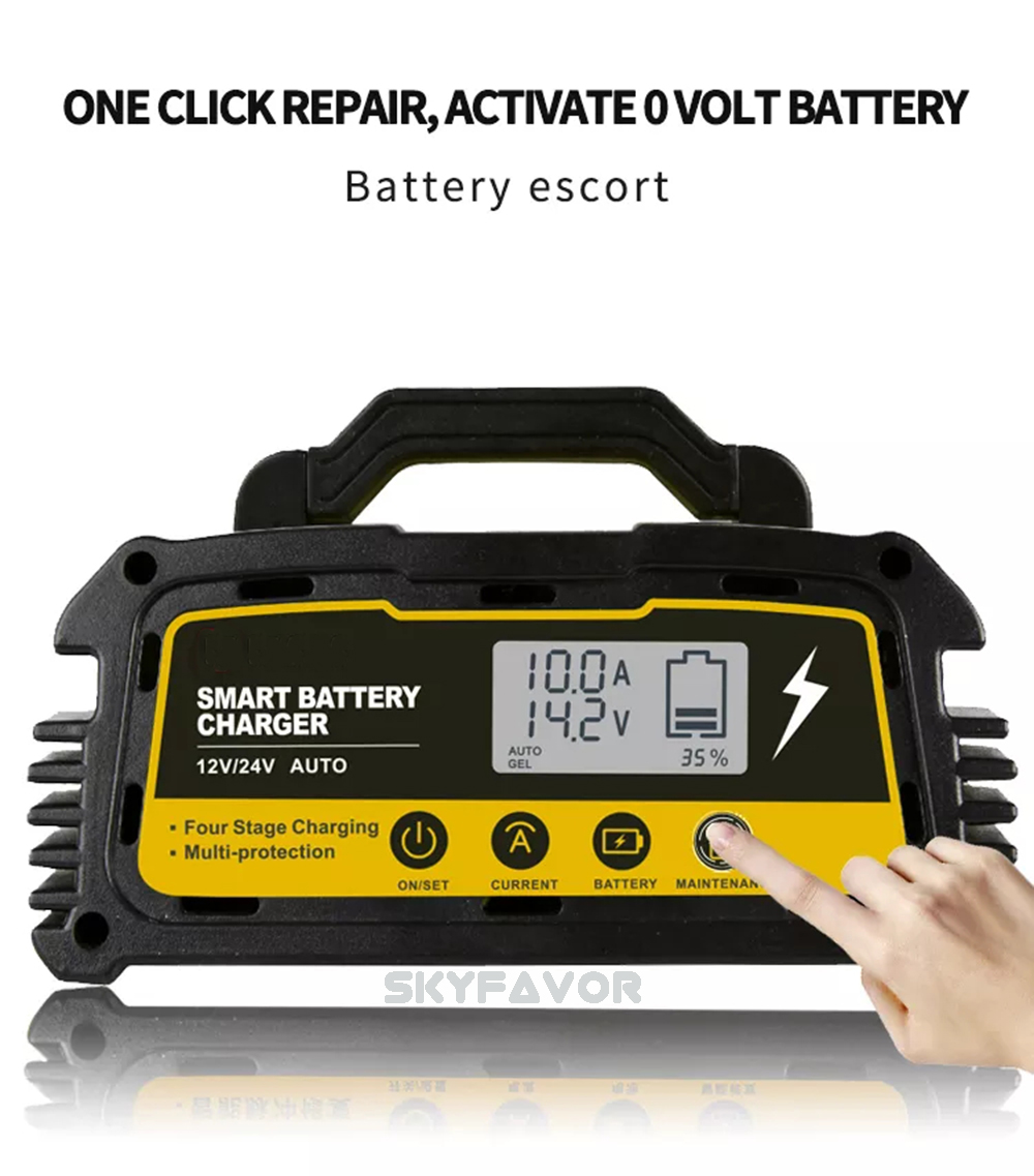Automatic Motorcycle Car Battery Repair Charger 12V 6A 8A 10A 24V 6A Smart Maintainer Trickle Charger for Lead Acid Battery