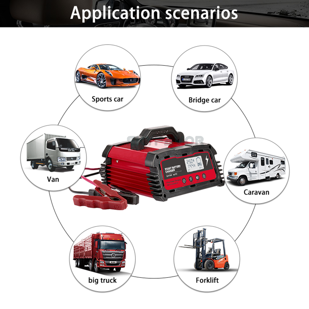 Automatic Motorcycle Car Battery Repair Charger 12V 6A 8A 10A 24V 6A Smart Maintainer Trickle Charger for Lead Acid Battery