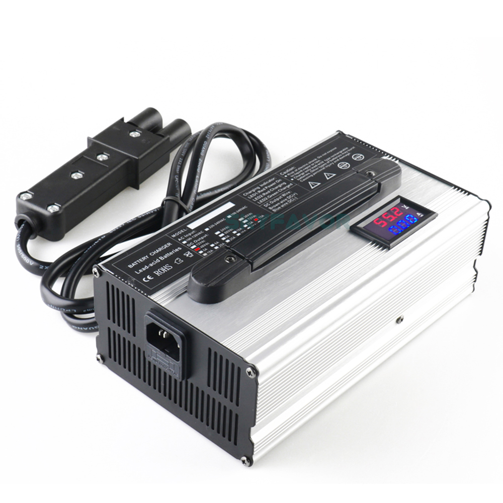 Custom 48V Lithium Battery Charger 48V 15A Led Display Smart Automatic 12S 50.4V or 13S 54.6V Lithium Li Ion Battery Chargers