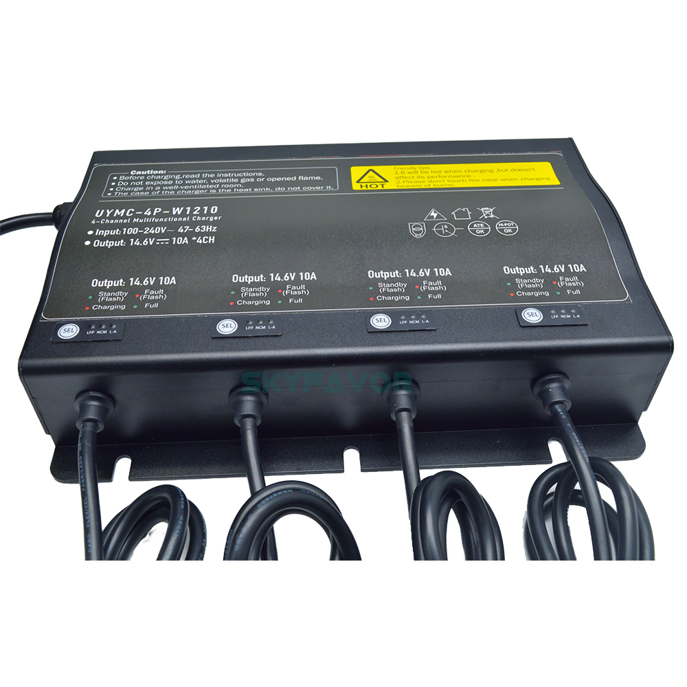 12V 10A Waterproof Automatic Lithium Ion Battery Charger 4 Bank 4 Channel 600W Output Universal Board for Lead Acid Lifepo4