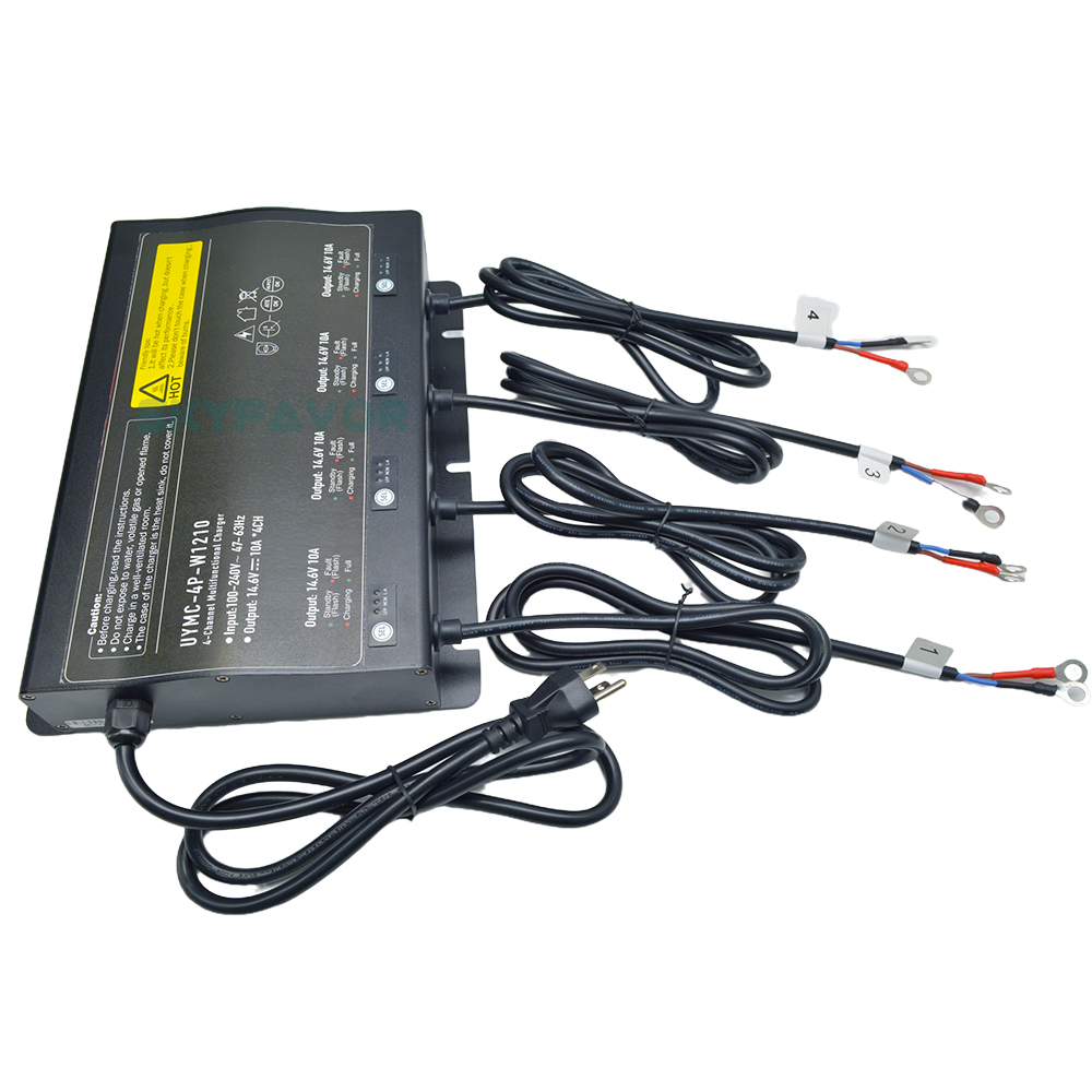 12V 10A Waterproof Automatic Lithium Ion Battery Charger 4 Bank 4 Channel 600W Output Universal Board for Lead Acid Lifepo4