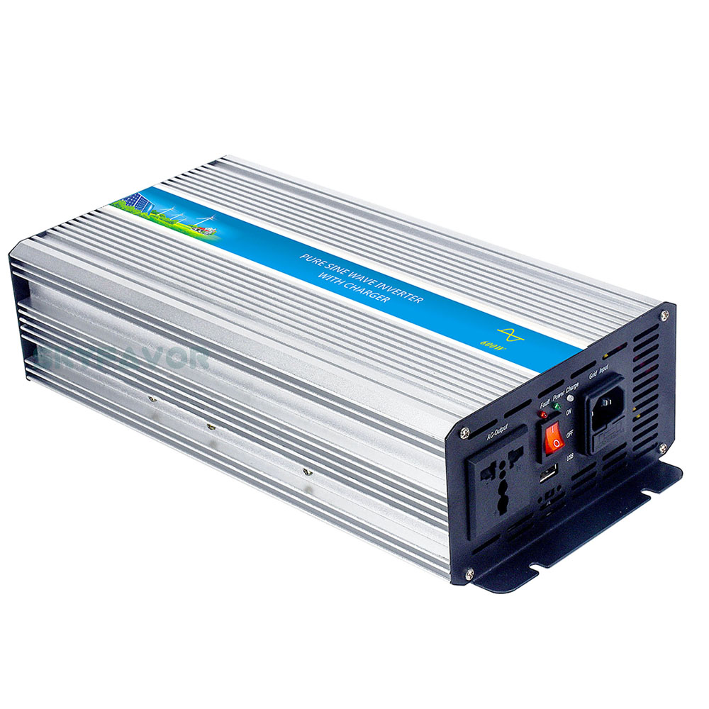 Multifunctional 600W Pure Sine Wave Inverter 12V 24V DC to AC 110V 230V Power Inverter With Charger 12V 24V 10A Battery Charger