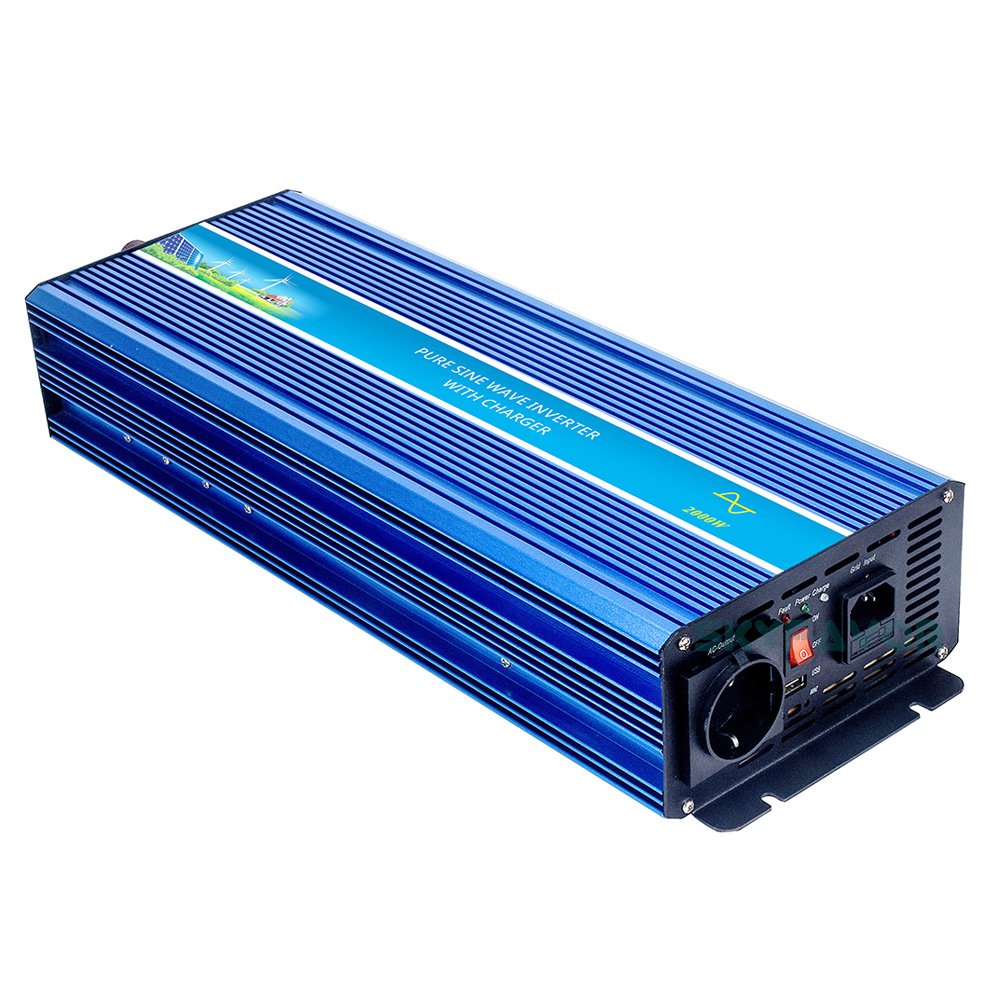 Professional 2000W off Grid Power Inverter 12V 24V DC to AC 110V 230V Pure Sine Wave Inverter with 12V 24V 10A Battery Charger