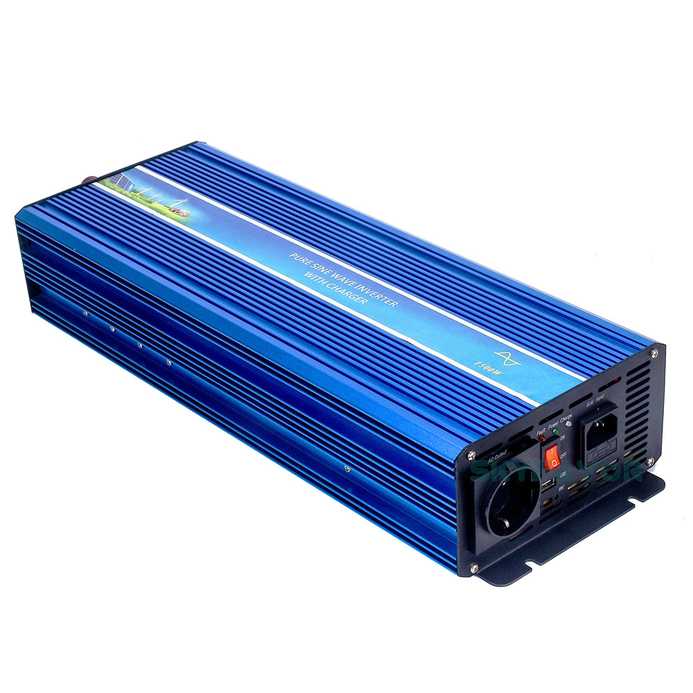 1500W 12V 24V Power Inverter DC to AC 110V 230V Multifunctional Pure Sine Wave Inverter with 12V 24V 10A Fast Battery Charger