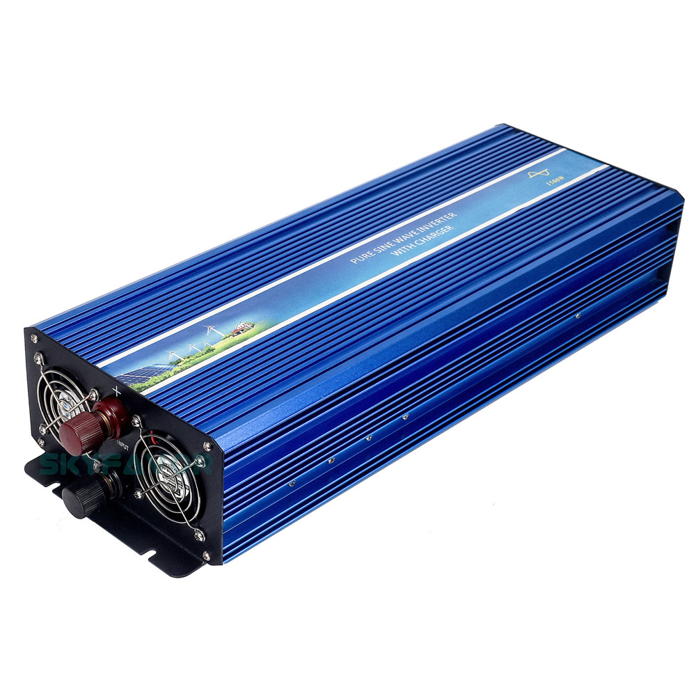 1500W 12V 24V Power Inverter DC to AC 110V 230V Multifunctional Pure Sine Wave Inverter with 12V 24V 10A Fast Battery Charger