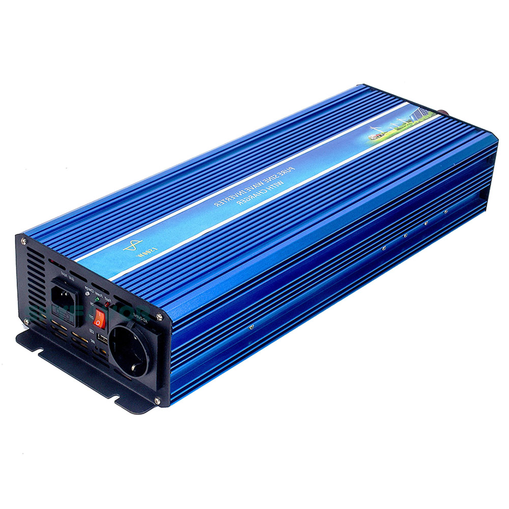 1500W 12V 24V Power Inverter DC to AC 110V 230V Multifunctional Pure Sine Wave Inverter with 12V 24V 10A Fast Battery Charger