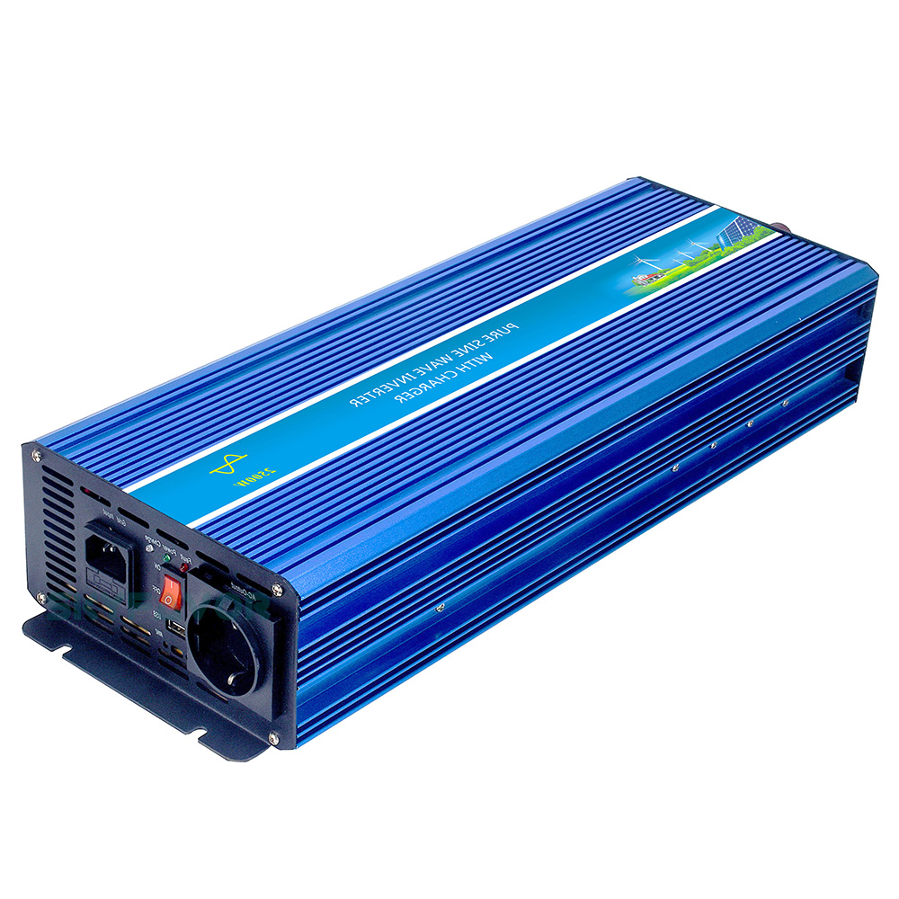 Off Grid 2000W Pure Sine Wave Inverter 12V 24V DC to AC 110V 230V Power Inverter with Charger 12v 24v 10a Fast Battery Charger