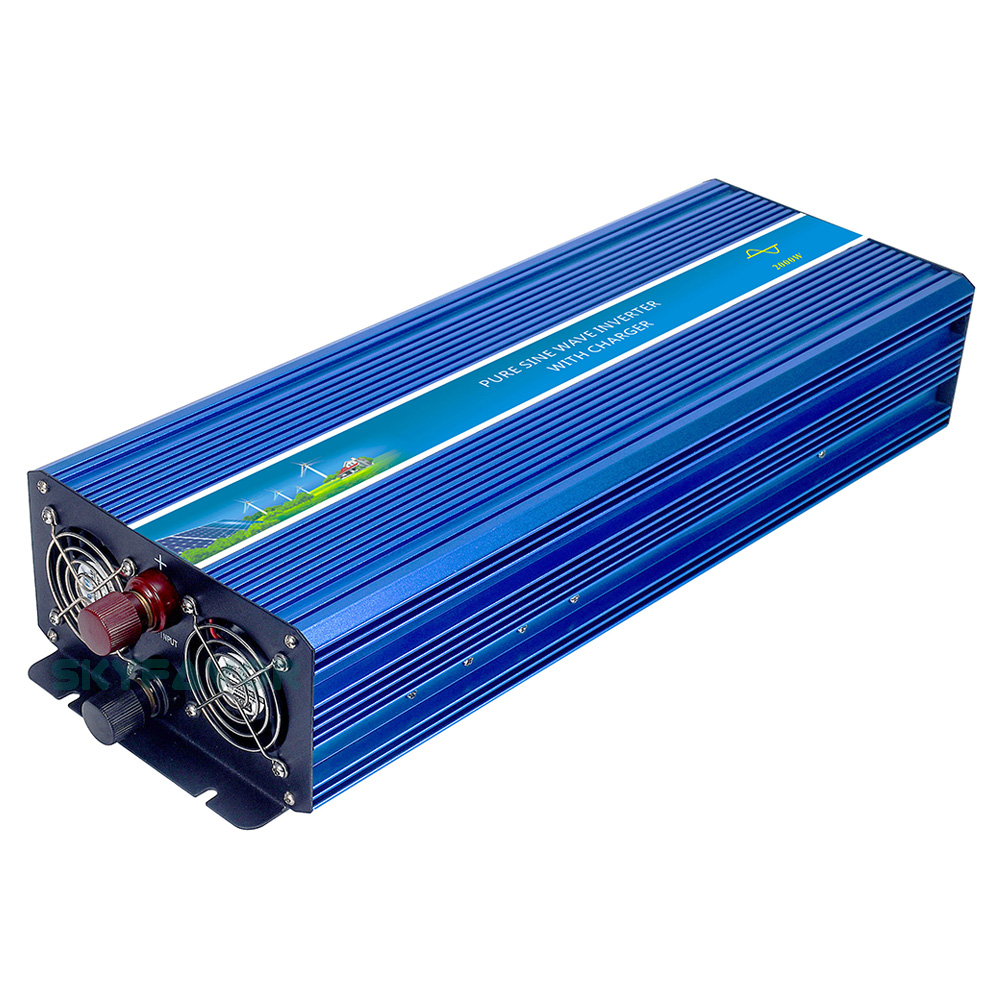 Off Grid 2000W Pure Sine Wave Inverter 12V 24V DC to AC 110V 230V Power Inverter with Charger 12v 24v 10a Fast Battery Charger