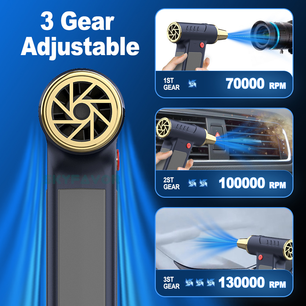 NEW Compressed Air Duster Jump Starter Emergency Power Bank Supply Adjustable Mini Turbo Violent Fan Handheld Turbo Jet Fan