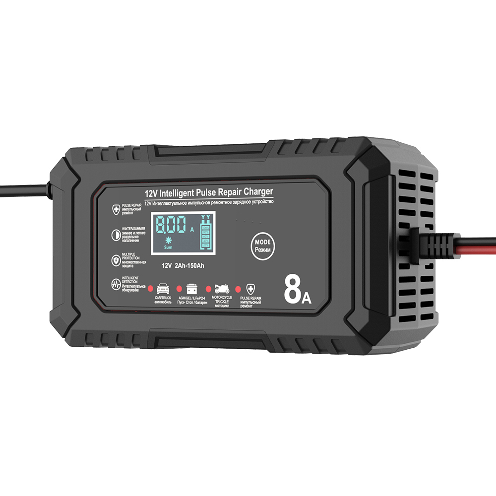New Product 12V Car Battery Charger 12V 8A Automatic Universal 12 Volt Lead Acid and Lifepo4 Battery Charger with Pulse Repair