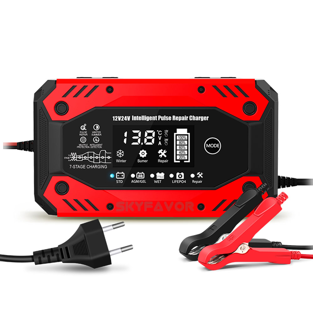 Universal 12V 24V Car Battery Charger 12V 24V 10A Smart Automatic Lead Acid Gel Agm Pulse Repair Battery Charger for Car Truck