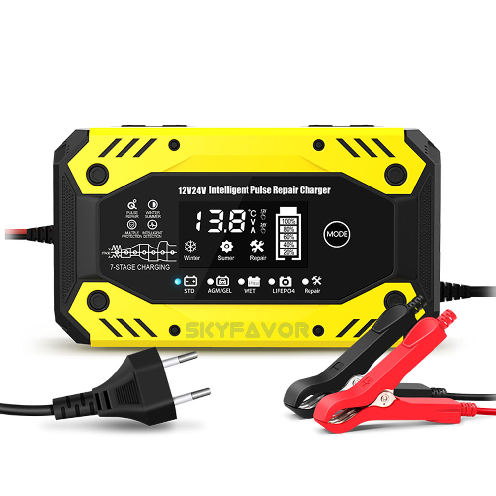 Universal 12V 24V Car Battery Charger 12V 24V 10A Smart Automatic Lead Acid Gel Agm Pulse Repair Battery Charger for Car Truck
