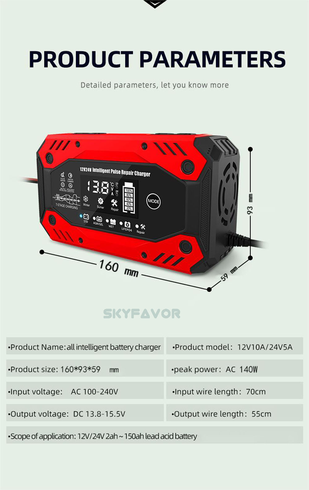 Universal 12V 24V Car Battery Charger 12V 24V 10A Smart Automatic Lead Acid Gel Agm Pulse Repair Battery Charger for Car Truck