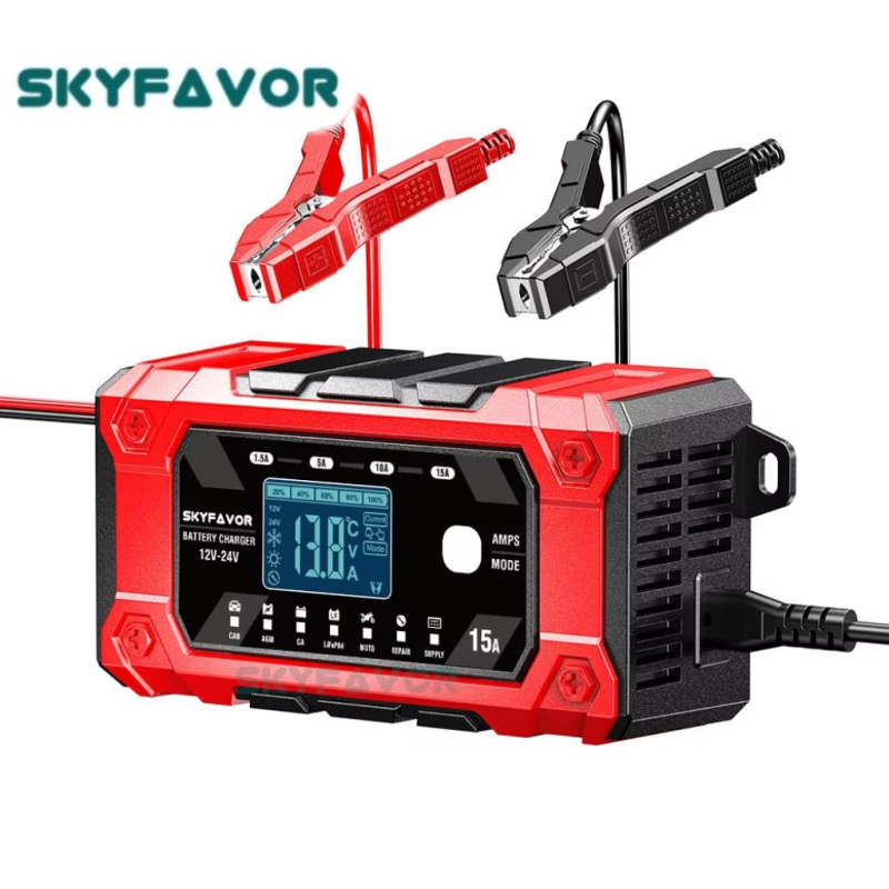 Adjustable Current 12V 24V Battery Charger 12V 24V 15A Lifepo4 Lead Acid Battery Charger Truck Motorcycle Car Battery Charger