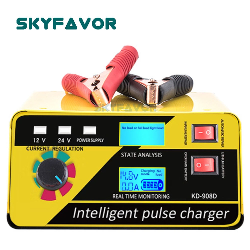 12V 24V Automatic Fast Battery Charger - Universal for Lithium Lead Acid AGM GEL EFB - Compatible with Car Truck Motorcycle