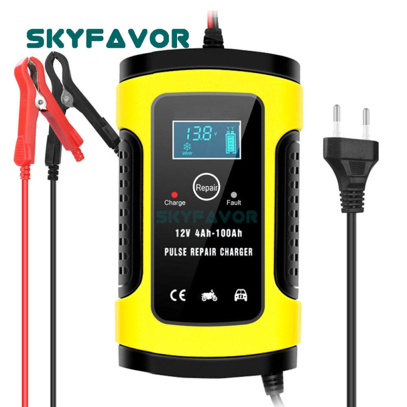 Portable 12V Battery Charger 12V 6A Smart Automatic Maintenance-free Deep Cycle Lead Acid Car Battery Charger with Pulse Repair