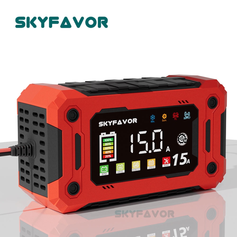 Automatic Motorcycle Truck Car Battery Charger 12V 15A Fast Smart Universal Lifepo4 Lead Acid Battery Charger with Pulse Repair