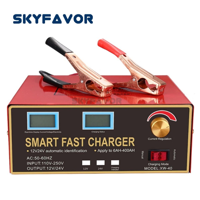 Universal 12V 24V Lead Acid Battery Charger 12V 23A 24V 18A LCD Display Current Adjustable Lead Acid Gel Solar Battery Charger