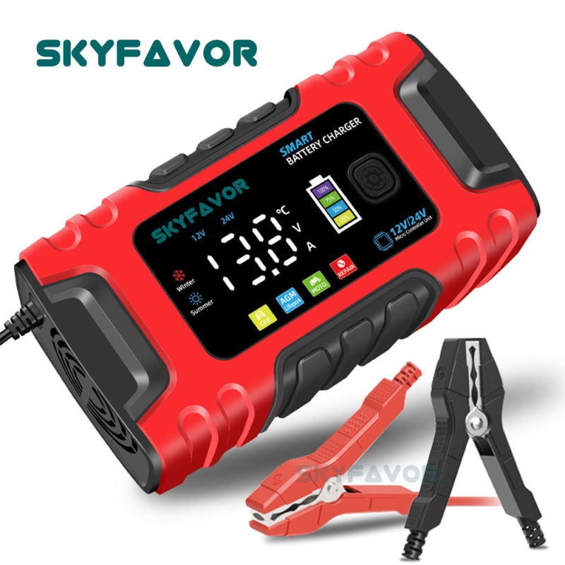 Automatic 12V 24V Battery Charger 12V 24V 10A Smart Fast Lifepo4 AGM GEL Trickle Universal Truck Motorcycle Car Battery Charger