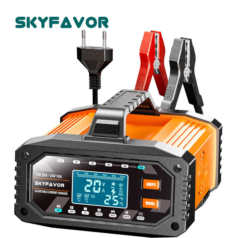 12V 24V New Product Battery Charger 12V 24V 20A Fast Automatic Current Adjustable Universal Lifepo4 Gel AGM Car Battery Charger