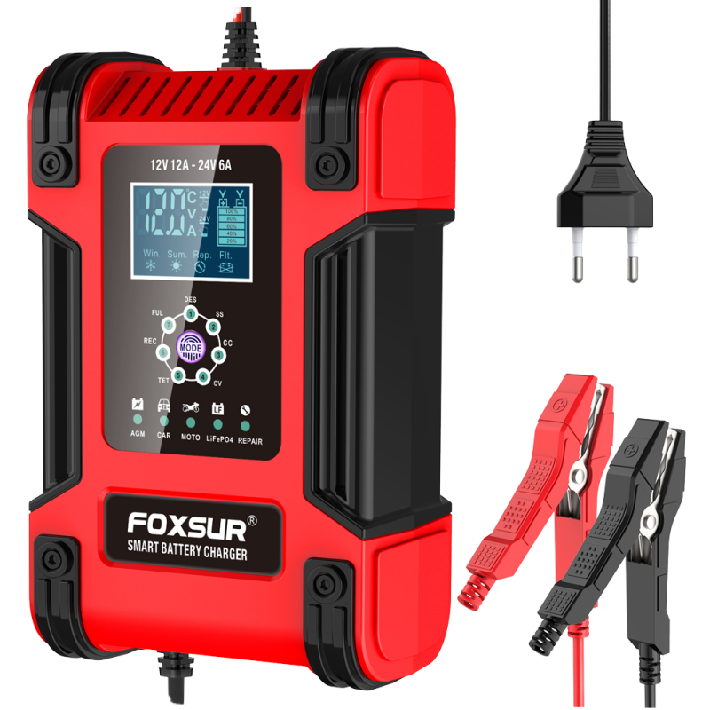 Trending Truck Car Battery Charger 12V 24V 12A 6A Automatic Smart Universal Lifepo4 and EFB GEL AGM Lead Acid Battery Charger