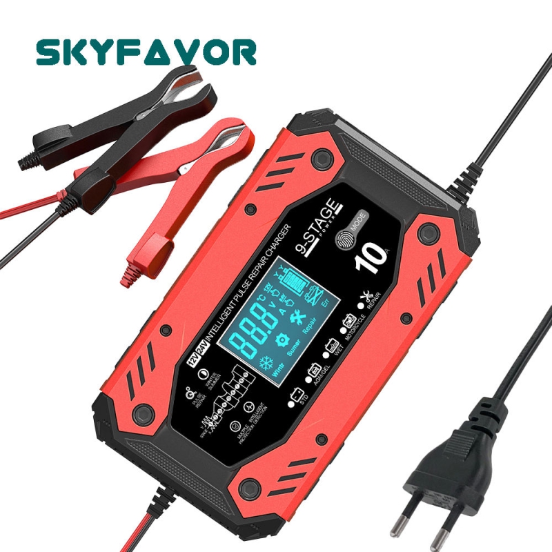 Smart Pulse Repair Car Battery Charger 12V 24V 12V 10A 24V 5A Intelligent Charging for AGM GEL Wet Lead Acid Battery Motorcycle