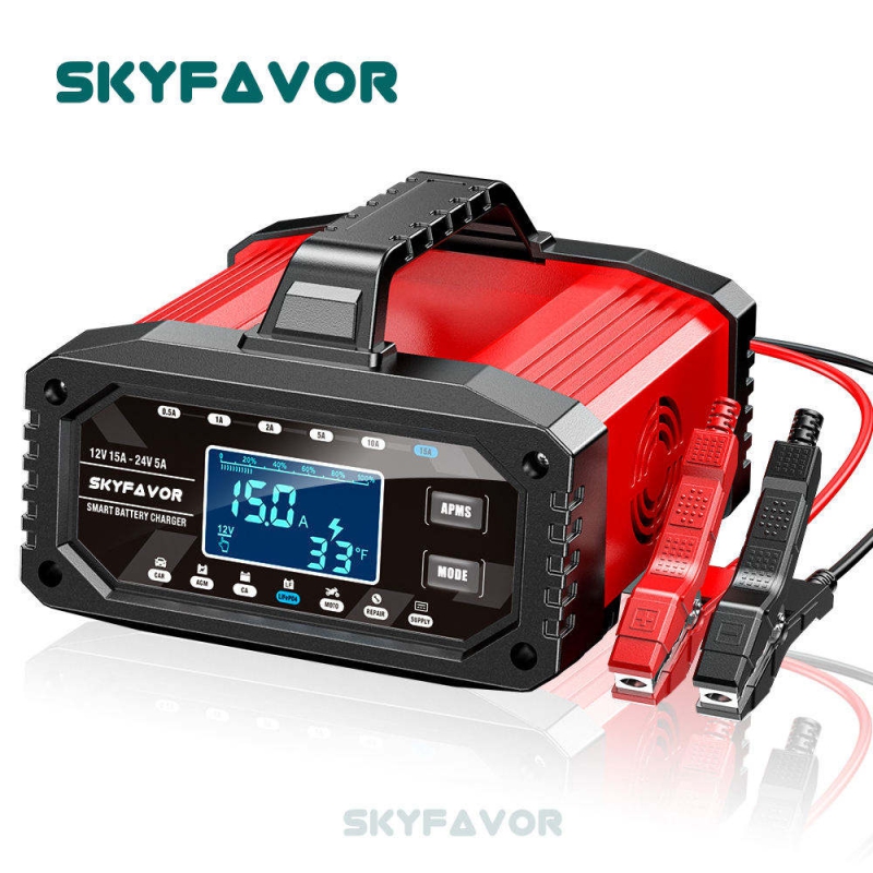 Trending 12V 24V Battery Charger 12V 24V 15A Auto Universal Lead Acid Lifepo4 Adjustable Current Motorcycle Car Battery Charger