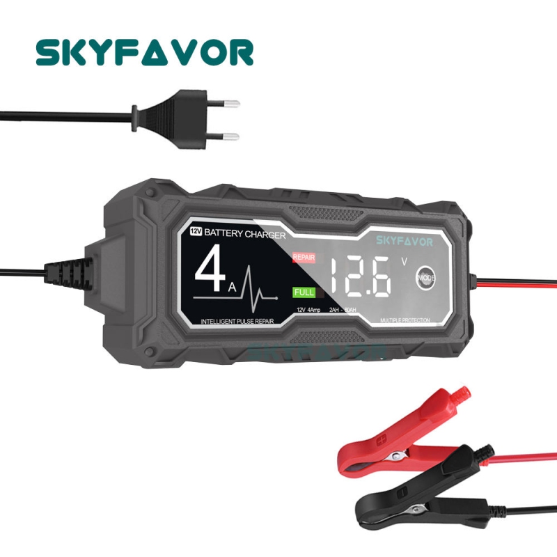 Automatic Motorcycle Car Battery Charger 12V 4A Fast Pulse Repair 12 Volt Trickle Charger for Lead Acid Gel Deep Cycle Battery