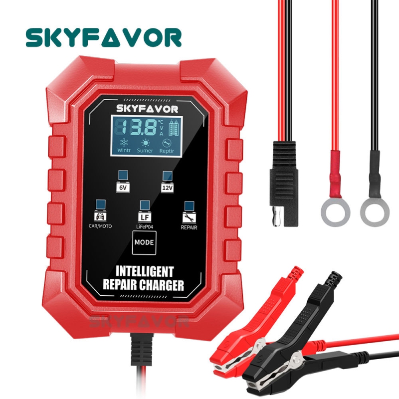 New Arrive Car Motorcycle Battery Charger 6V 12V 1.5A Automatic Universal Lead Acid Gel Agm Lifepo4 Battery Charger with SAE