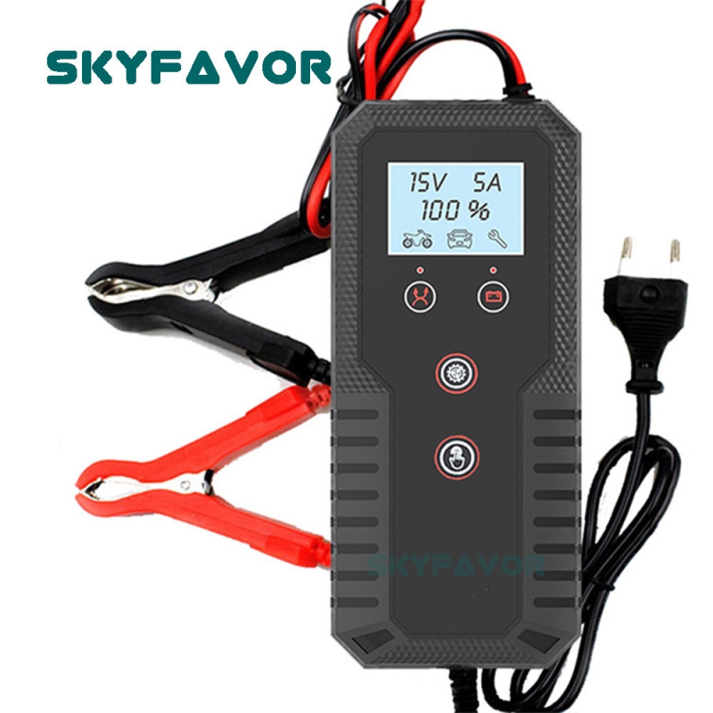 LCD Display Car Motorcycle Battery Charger 6V 12V 15A FAST Universal Pulse Repair Battery Charger for 6V 12V Lead Acid Batteries
