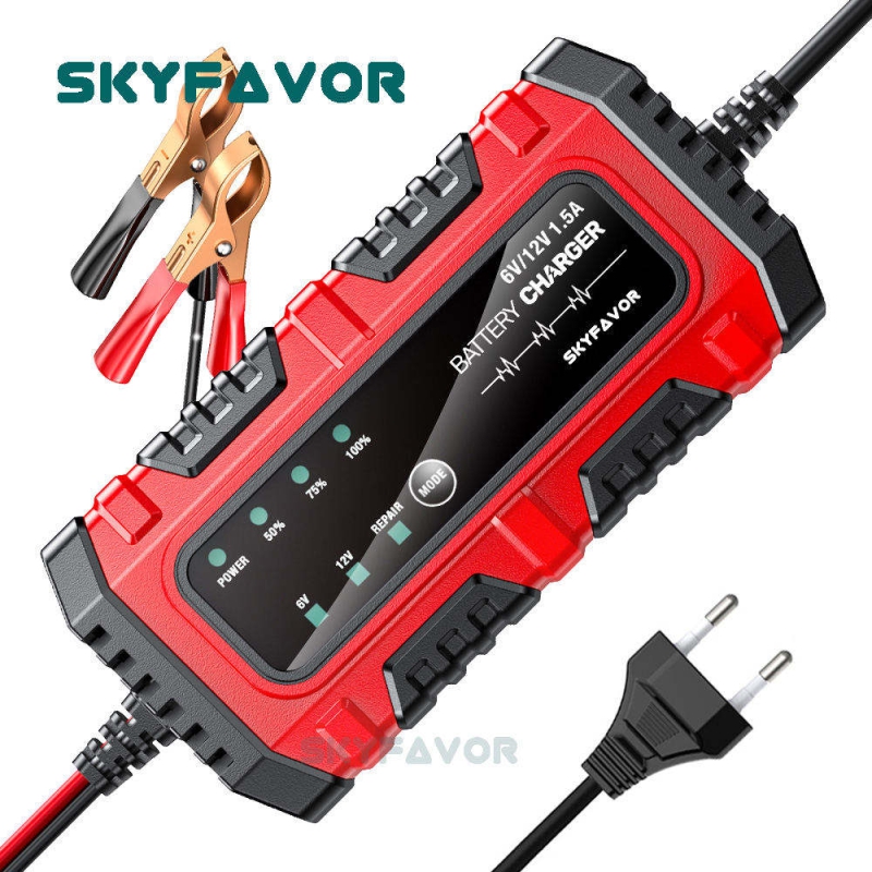 Universal Motorcycle Car Battery Charger 6V 12V Auto Trickle Charger with Pulse Repair Battery Charger for Lead Acid Batteries