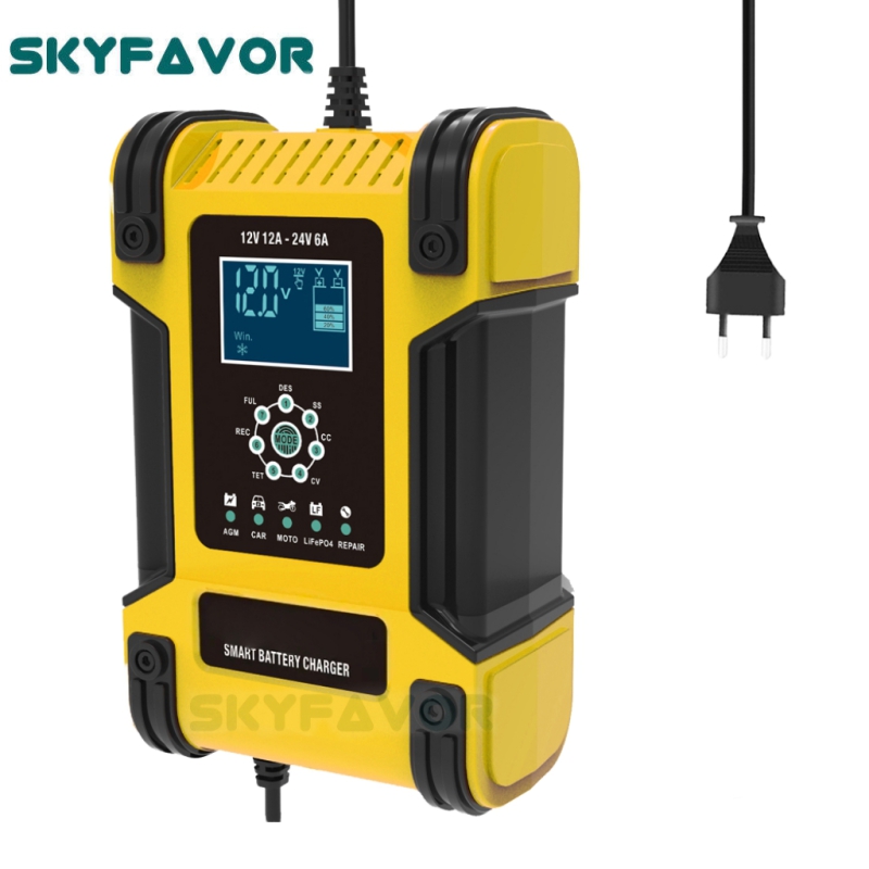 Trending Truck Car Battery Charger 12V 24V 12A 6A Automatic Smart Universal Lifepo4 and EFB GEL AGM Lead Acid Battery Charger