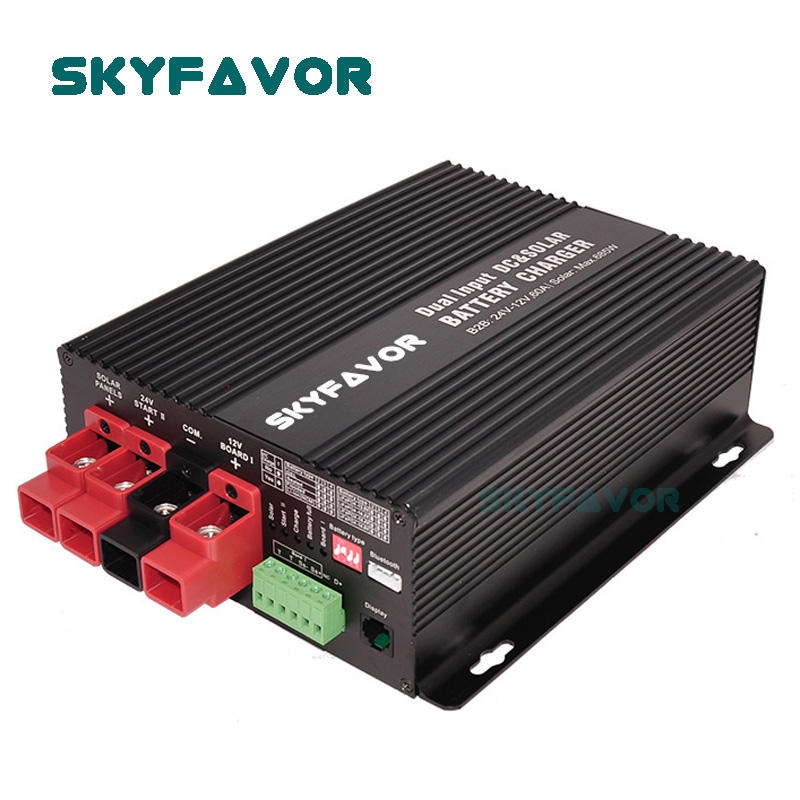 New Products 2025 24v to 12v Dc Charger Automatic Dual Input MPPT Solar 50A DC to DC Charger for RV Yacht Trailer Camper