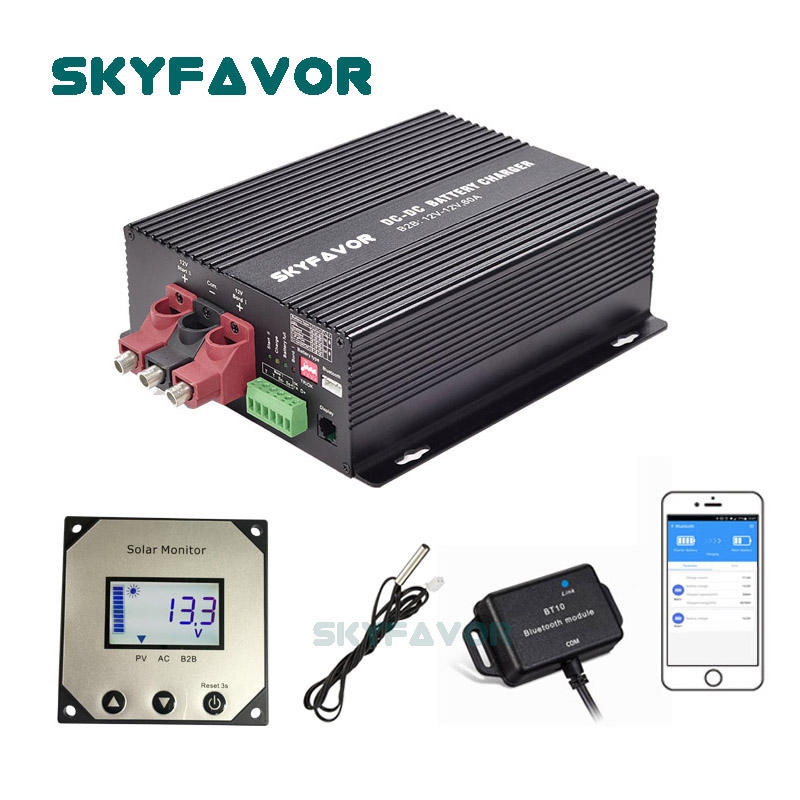 New Product Fast Dc-dc Charger 24V to 12V 60A & Solar MPPT 50A Dual Input Multi-function Automatic Battery to Battery Charger