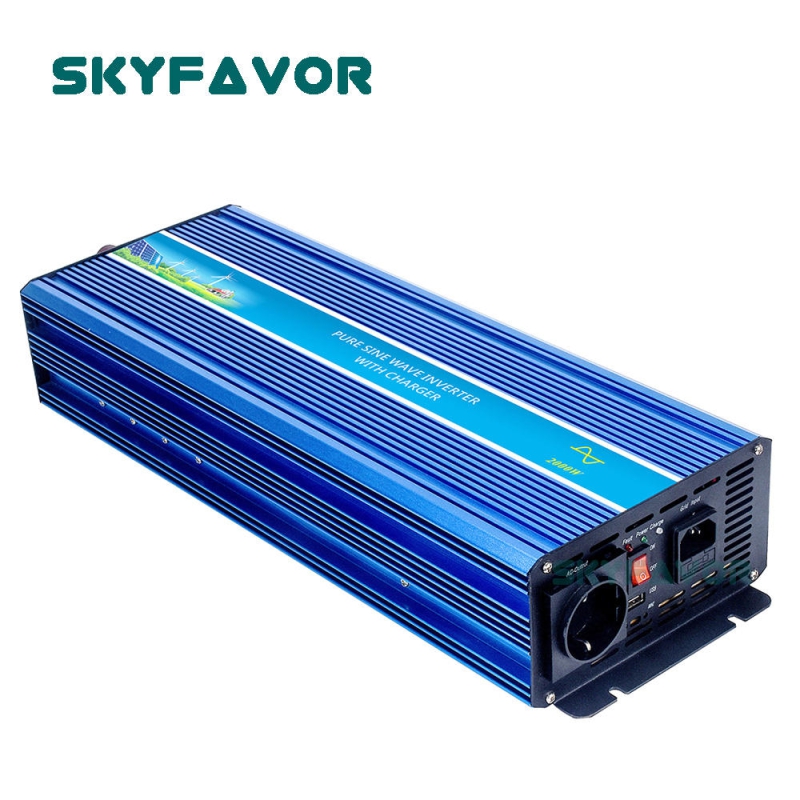 1500W 12V 24V Power Inverter DC to AC 110V 230V Multifunctional Pure Sine Wave Inverter with 12V 24V 10A Fast Battery Charger
